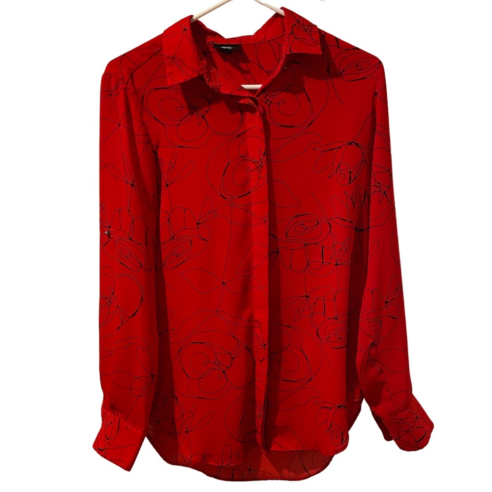 PAINTED ROSES BUTTON DOWN